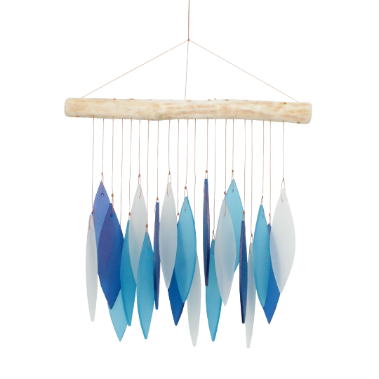 Tumbled Glass Wind Chime - Leaf Design